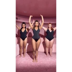 TA3 Black Swimsuit Plungey Mega Sculpting Neck One Piece Swimsuit 2X RL